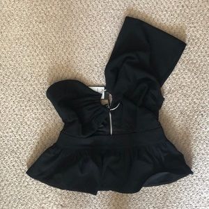Bebe size 00 one shoulder top black